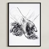 "Drawing 561 - Crossed Hands" - Art Print in Slate Black by Derek overfield - Framed