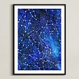 "Constellations" - Art Print in Deep blue by Alexandra Dzh - Framed