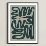 "Squiggly Snake" - Art Print in Cactus by Jenna Holcomb - Framed
