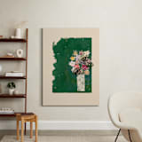 "Bouquet against painted green background" - Art Print in Green Bouquet by Bethania Lima - In a Room