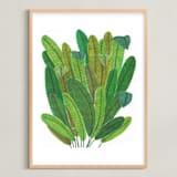 "Banana Leaf Bouquet" - Art Print in Tropical Green by Madeline Trait - Framed