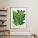 "Banana Leaf Bouquet" - Art Print in Tropical Green by Madeline Trait - In a Room