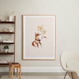 "fox with flowers" - Art Print in Tan by Vivian Yiwing - In a Room