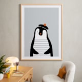 "The French penguin" - Art Print in Ash grey by Sharon O. - In a Room