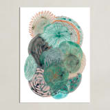 "Grey Thoughts" - Art Print in Teal by Maggie Ramirez Burns - Unframed