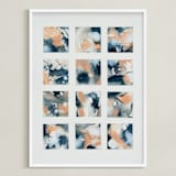 "Sunsets" - Art Print in Indigo by LeAnne Roberts - Framed