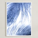 "Fine Feathered I" - Art Print in Midnight Blue by Debra Pruskowski - Framed