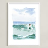 "Hang Five" - Art Print in Pacific Green by Mary Cecelia - Framed