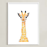 "baby animal.giraffe" - Art Print in merigold by Cass Loh - Framed