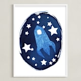 "To the stars and beyond" - Art Print in Prussian Blue by raven erebus - Framed