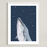 "starry sky whale" - Art Print in Navy by Cass Loh - Framed