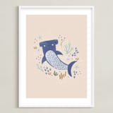 "Sharky cute" - Art Print in Blush by Tati Abaurre - Framed
