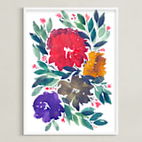"hand painted flowers_5d" - Art Print in red by Ramoncita - Framed