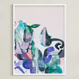 "Greens and Pinks" - Art Print in Emerald Green by Erin McCluskey Wheeler - Framed
