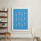 "Nadadoras" - Art Print in Pool Blue by Nieves Herranz - In a Room