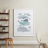 "Blue Whales" - Art Print in Aqua by Kelsey Carlson - In a Room