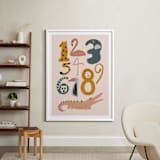 "Safari Friends Numerals" - Art Print in Flamingo by Jenna Holcomb - In a Room