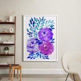 "hand painted flowers_2G" - Art Print in purple by Ramoncita - In a Room
