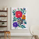 "hand painted flowers_5d" - Art Print in red by Ramoncita - In a Room