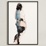 "Into the Distance" - Art Print in Aqua by Linda Mucha Karns - Framed