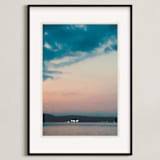 "Lake Lights" - Art Print in Lake Blue by Beth Scott Design - Framed