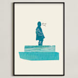 "View of the Water" - Art Print in Soft Calm by Field and Sky - Framed