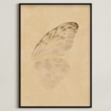 "Vintage Mariposa II" - Art Print in Vintage Ivory by jinseikou - Framed