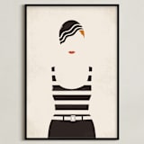 "Striped Suit" - Art Print in charcoal by Faith Harlow - Framed