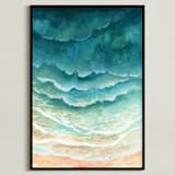 "Ombre Waves" - Art Print in Turquoise Sea by Honeybunch Studio - Framed