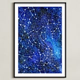 "Constellations" - Art Print in Deep blue by Alexandra Dzh - Framed