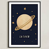 "Solar System VII (Saturn)" - Art Print in Night by Elly - Framed