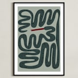 "Squiggly Snake" - Art Print in Cactus by Jenna Holcomb - Framed