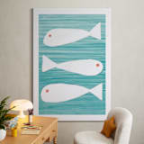 "3 fish" - Art Print in fountain blue by Leanne Friedberg - In a Room