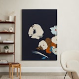 "Abstract Botanical Navy Shadows #2" - Art Print in dark navy blue by Caryn Owen - In a Room