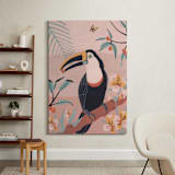 "Tropic Toucan I" - Art Print in Pink Bisque by Stefanie Lane - In a Room
