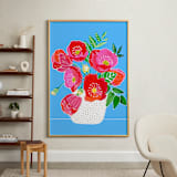 "Vivid Bouquet" - Art Print in Sky Blue by Stick and Petal - In a Room
