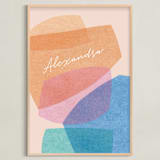 "bright boulders" - Personalized Art Print in apricot fizz by Carrie Moradi - Framed