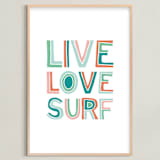 "Live Love Surf" - Art Print in Seaweed by Chasity Smith - Framed