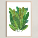 "Banana Leaf Bouquet" - Art Print in Tropical Green by Madeline Trait - Framed