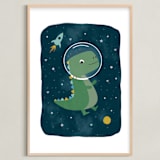 "Dinos in space" - Art Print in Triassic by Annie Holmquist - Framed