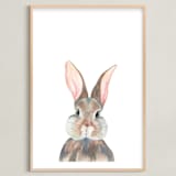"Curious Bunny" - Art Print in Grey by Together Apart - Framed