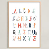 "ABC Doodles" - Art Print in Muted Rainbow by Kacey Floyd - Framed