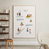 "Fun at the Lake" - Art Print in Light Cream by Lea Velasquez - In a Room