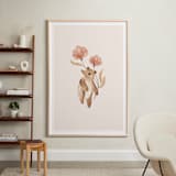 "Bear with Flowers" - Art Print in Tan by Vivian Yiwing - In a Room