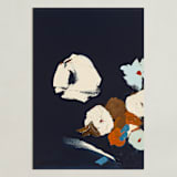 "Abstract Botanical Navy Shadows #2" - Art Print in dark navy blue by Caryn Owen - Unframed