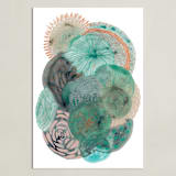 "Grey Thoughts" - Art Print in Teal by Maggie Ramirez Burns - Unframed