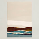 "Burgundy Seascape Diptych 2" - Art Print in Burgundy by Caryn Owen - Unframed