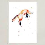 "Fox Jump" - Art Print in white by Isobel James - Unframed