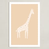 "Sweet giraffe." - Art Print in Neutral Beige by Dawn Smith - Unframed