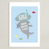 "Hammerhead Baby Shark" - Art Print in Blue waters by Rebecca Marchese - Unframed